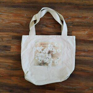 Vintage Packing Crate Classics Canvas Tote Bag , Daisy Graphic Print 90s Cotton